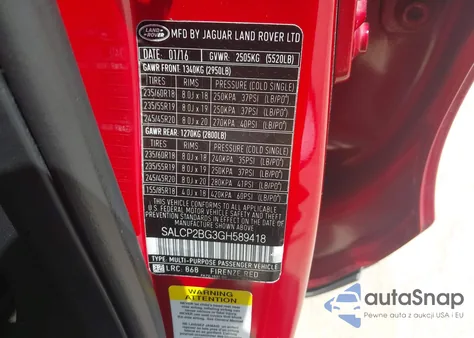 2016 Land Rover Discovery Sport Se из США, поврежденный, VIN SALCP2BG3GH589418